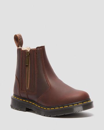 Brown Men's Dr Martens 2976 Women's DM's Wintergrip Zip Work Boots | CA 650DFM